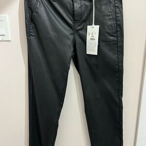 MAC Jeans Faux Leather Black Straight Leg Pants
